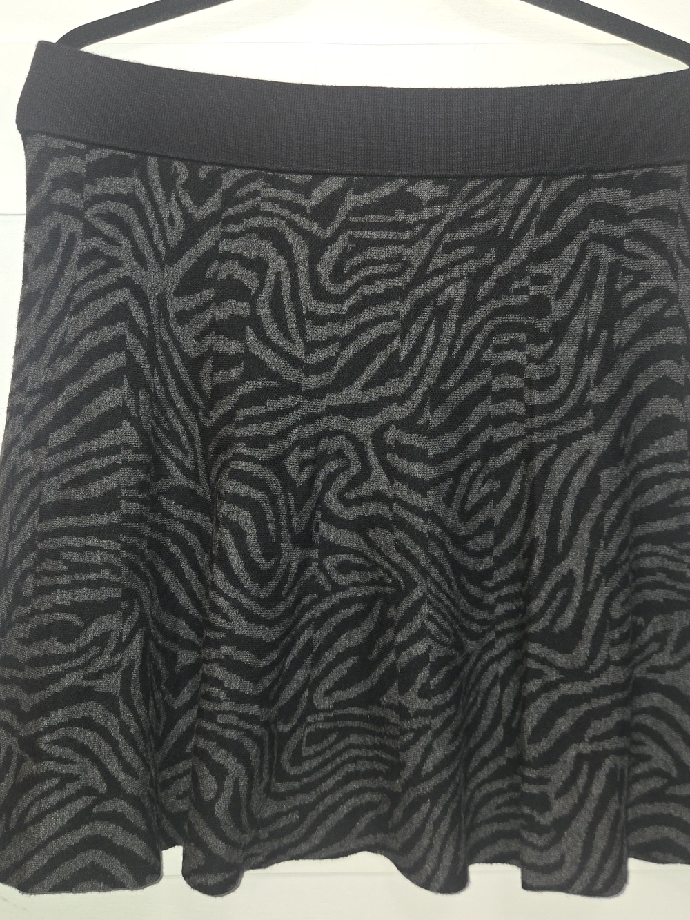 Alfani Black & Gray Zebra-Print Skater Skirt
